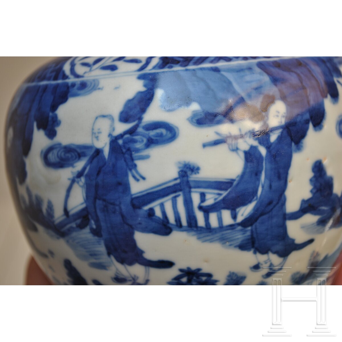 Blau-weiße Vase mit figürlicher Szene mit Wanli-Sechszeichenmarke, China, wahrscheinlich aus dieser - Image 14 of 18