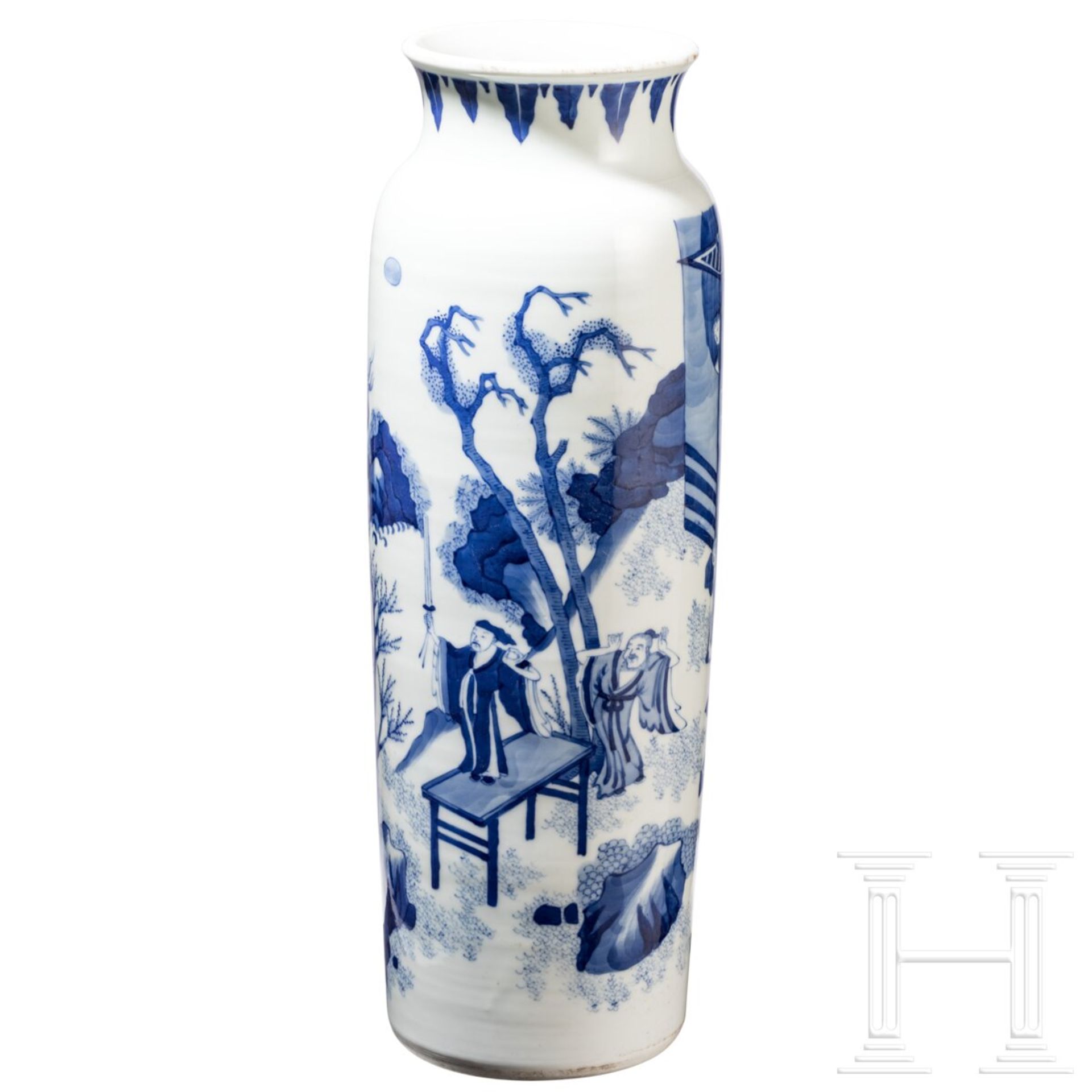 Große blaue-weiße Vase mit Soldatenszene, China, wohl Kangxi-Periode (18. Jhdt.) - Bild 2 aus 20