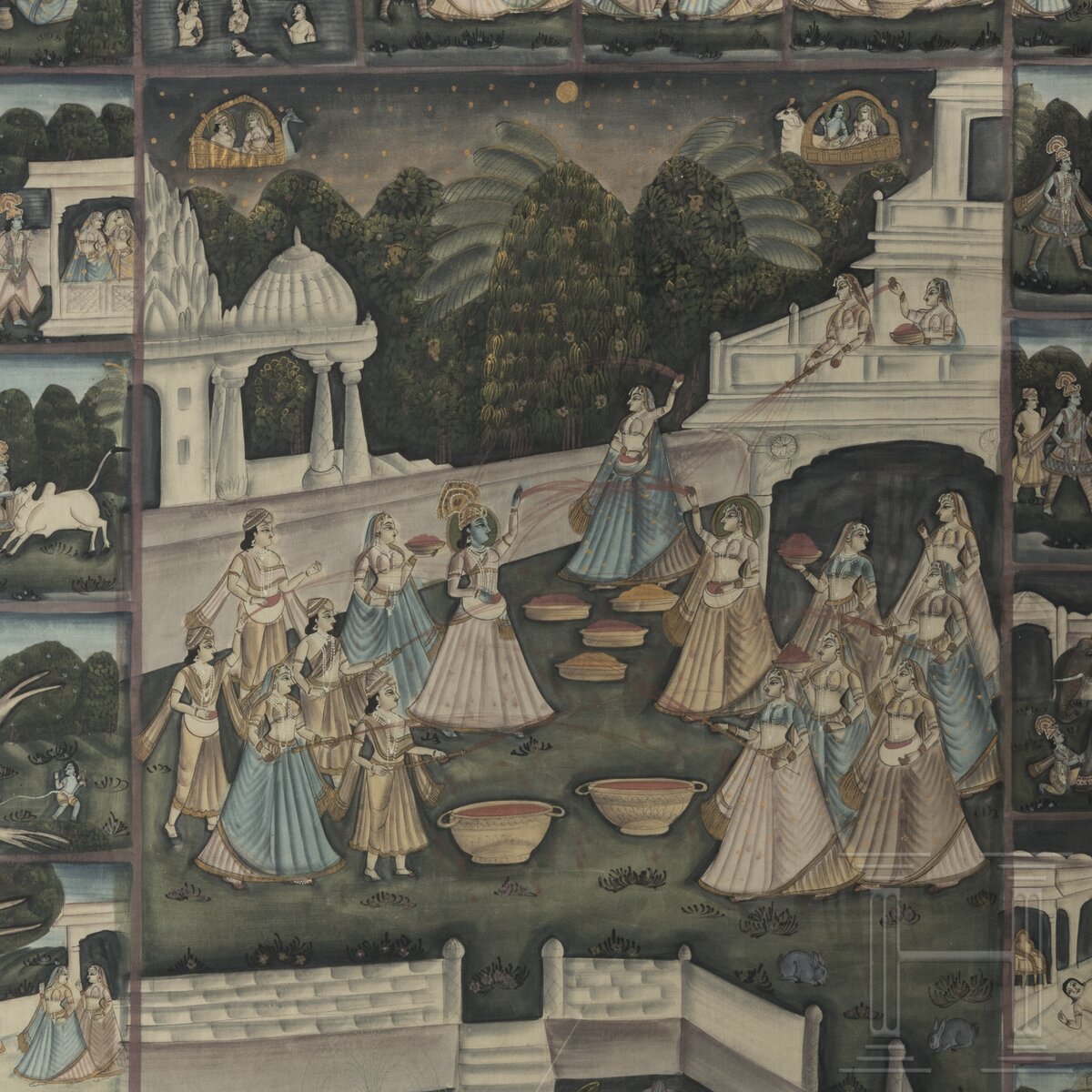Große Seidenmalerei, Indien, 1. Hälfte 20. Jhdt. - Image 3 of 3
