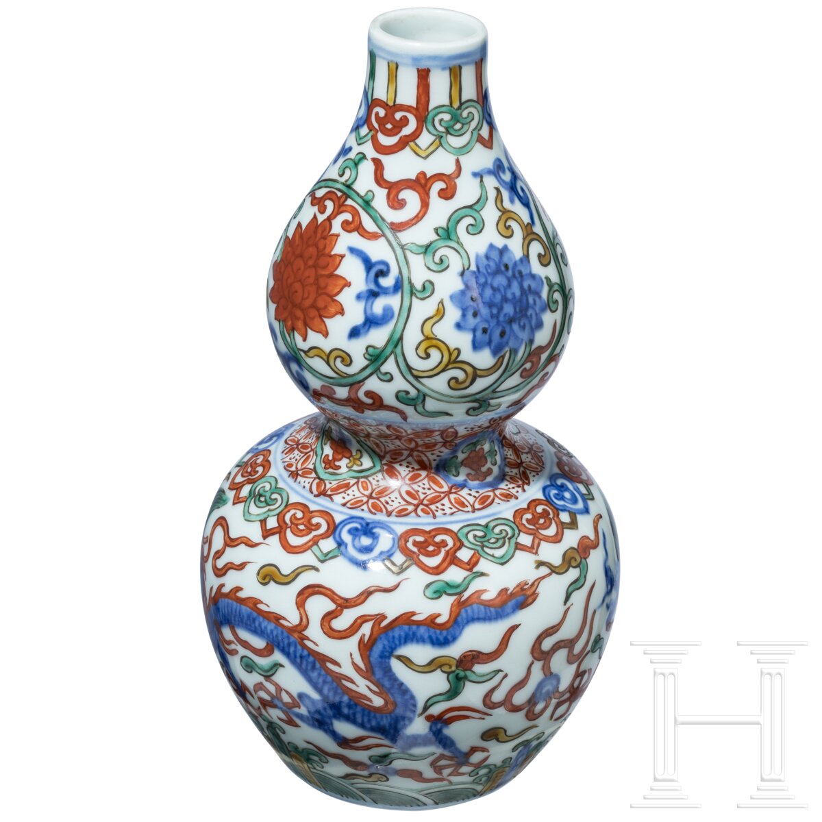 Doppelkürbis-Wucai-Vase mit Jiajing-Sechszeichenmarke, China, 20. Jhdt. - Image 3 of 28