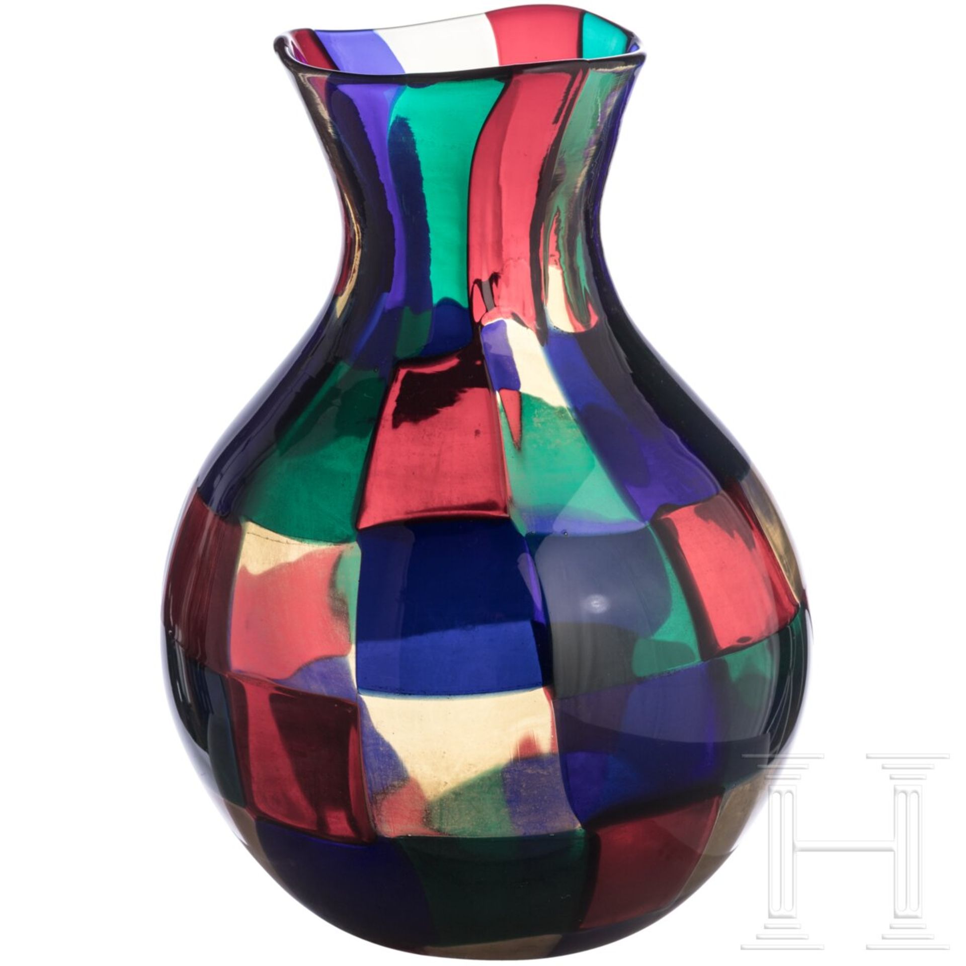 Glasvase ''Pezzato'', Murano, Fulvio Bianconi, um 1951 (Entwurf), Venini, 1996 (Ausführung) - Bild 2 aus 4