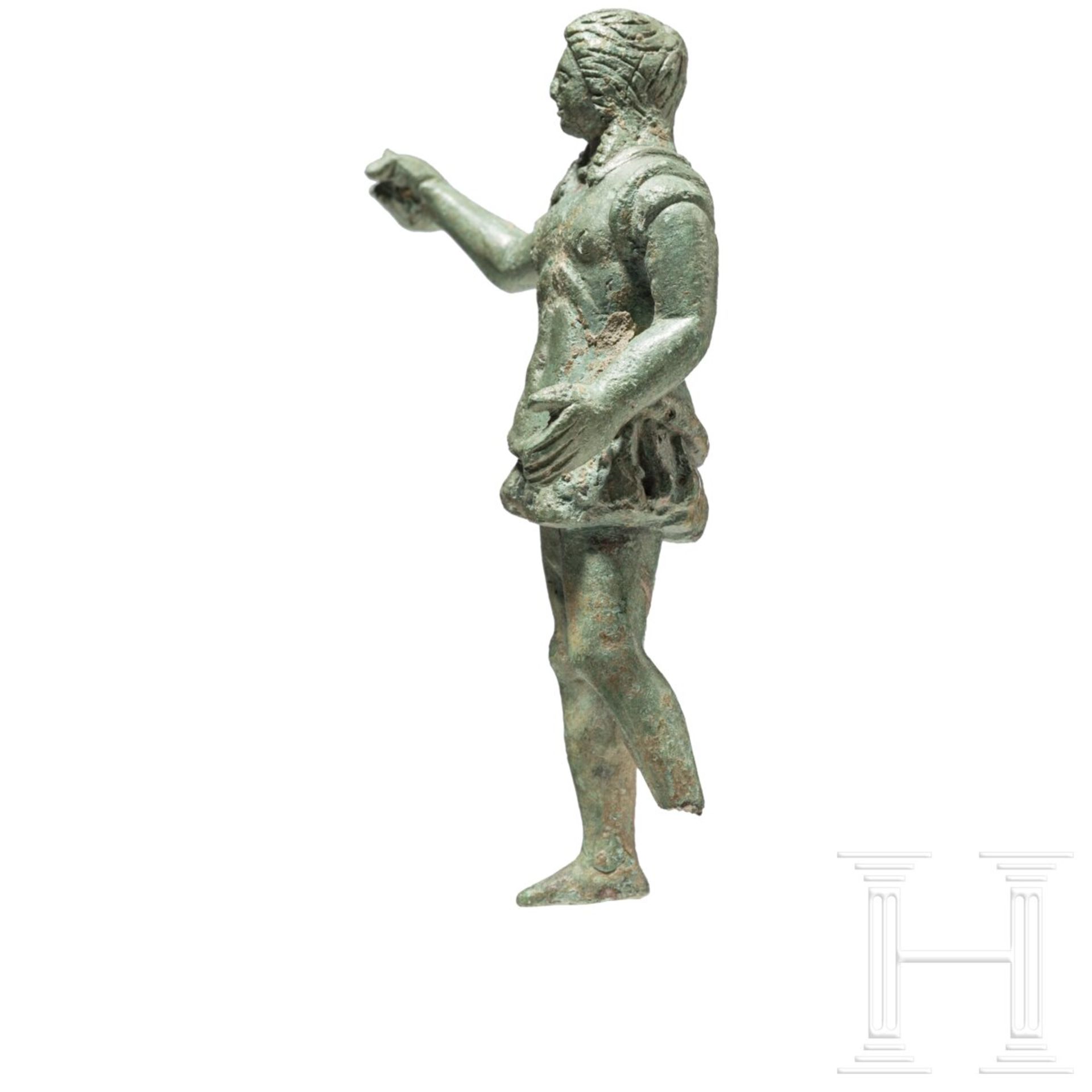 Bronzestatuette eines Kriegers, etruskisch, 3. - 2. Jhdt. v. Chr. - Bild 3 aus 5