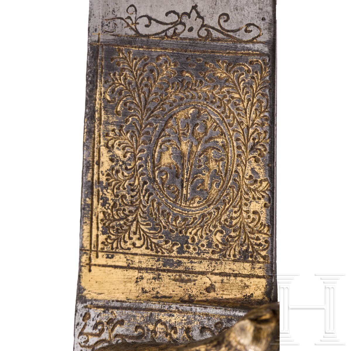 Großes jagdliches Messer mit feuervergoldetem Löwengriff, Venedig, um 1600 - Bild 7 aus 9