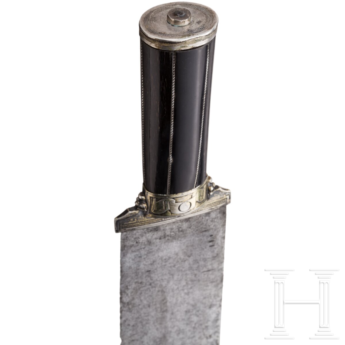 Silbermontiertes Vorlegemesser mit Griff aus Steinbockhorn, süddeutsch, 16. Jhdt. - Image 7 of 7