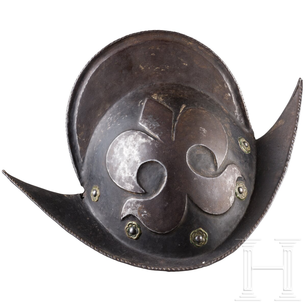 Schwarzweißer Morion mit Lilienmotiv, deutsch, um 1600 - Image 2 of 5