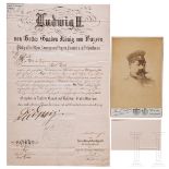 König Ludwig II. - Patent für den Major Karl Lorch, datiert 1881