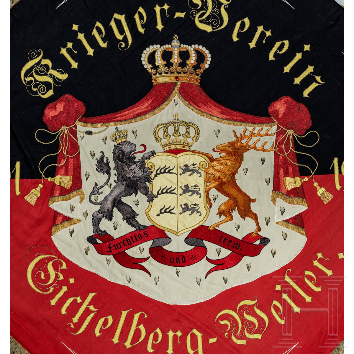 Fahne des Kriegervereins Eichelberg-Weiler, Württemberg, 1891 - 1913 - Image 4 of 4