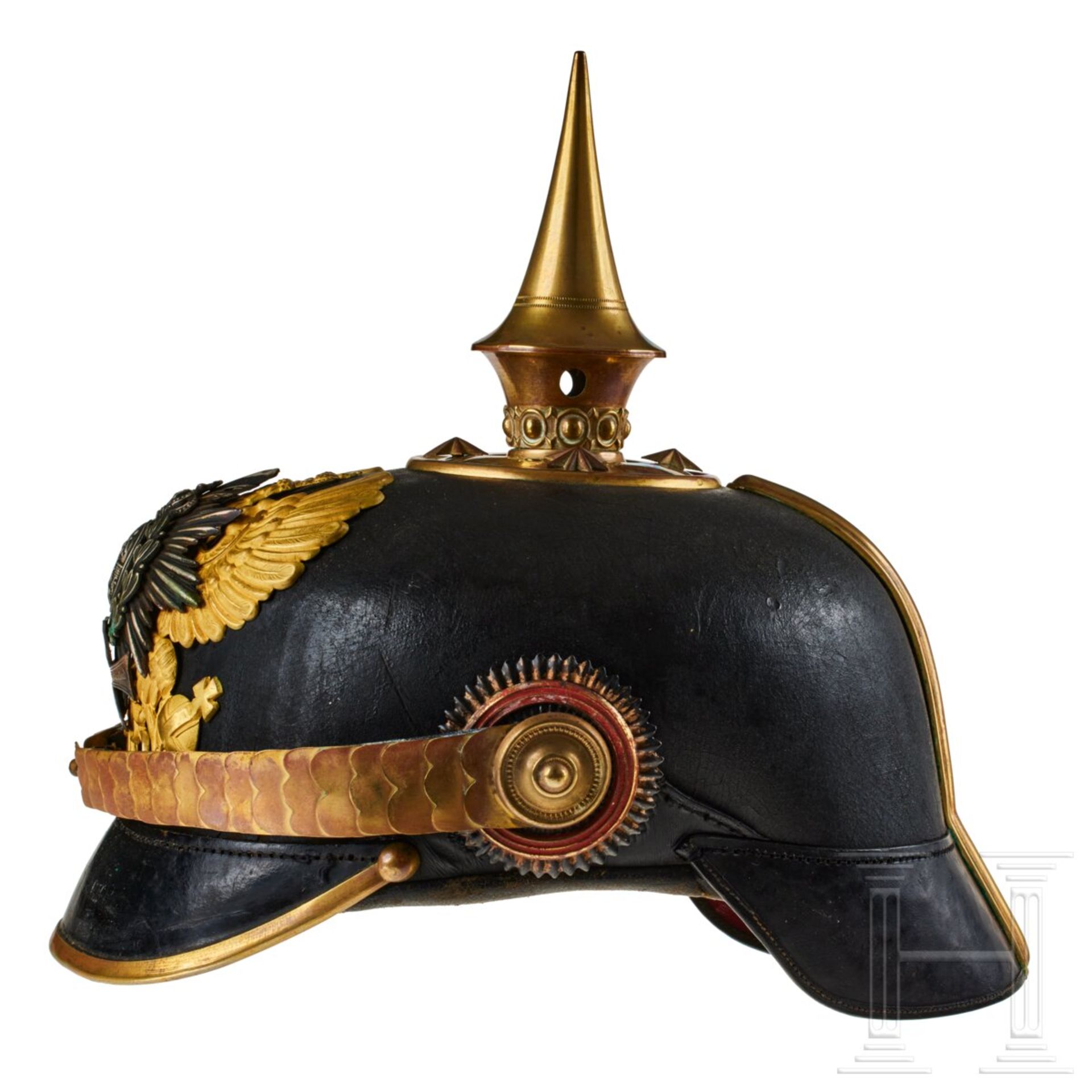 Reuß - Helm für einen Reserveoffizier im 7. Thüringischen Infanterie-Regiment Nr. 96, II. Bataillon - Bild 4 aus 9