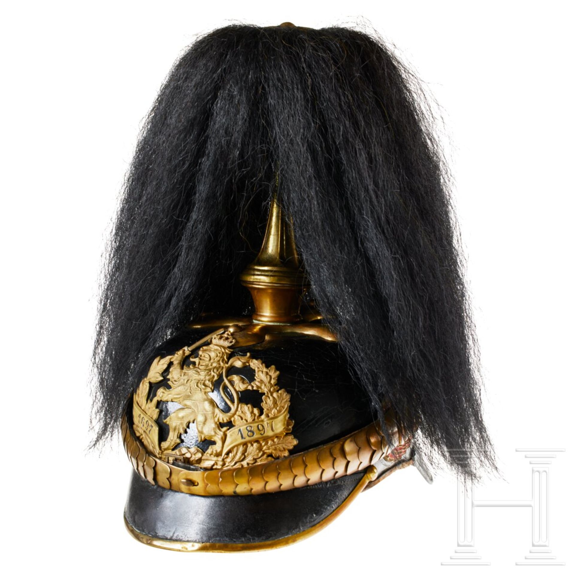 A helmet for IR 117 Hessian Officers, with bush - Image 4 of 9