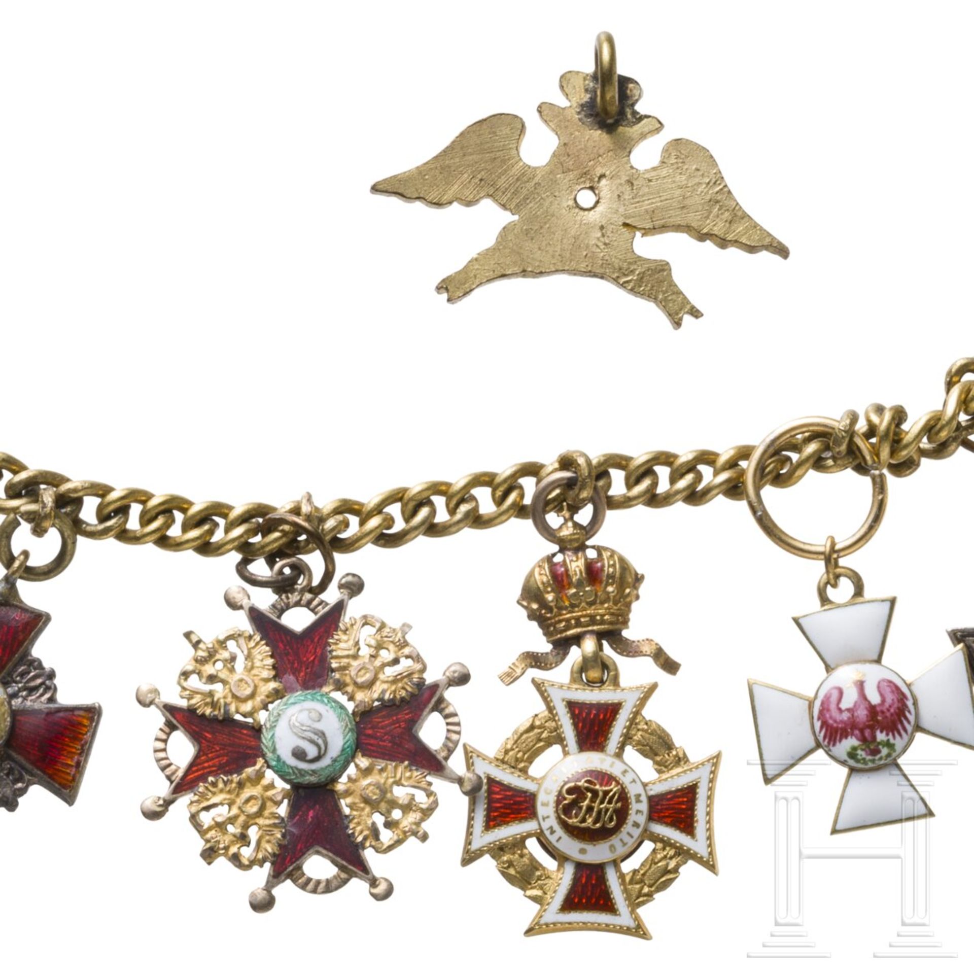 Zehnteiliges Miniaturenkettchen mit Orden aus Russland und Österreich und zwei Medaillen, um 1900 - Image 4 of 4
