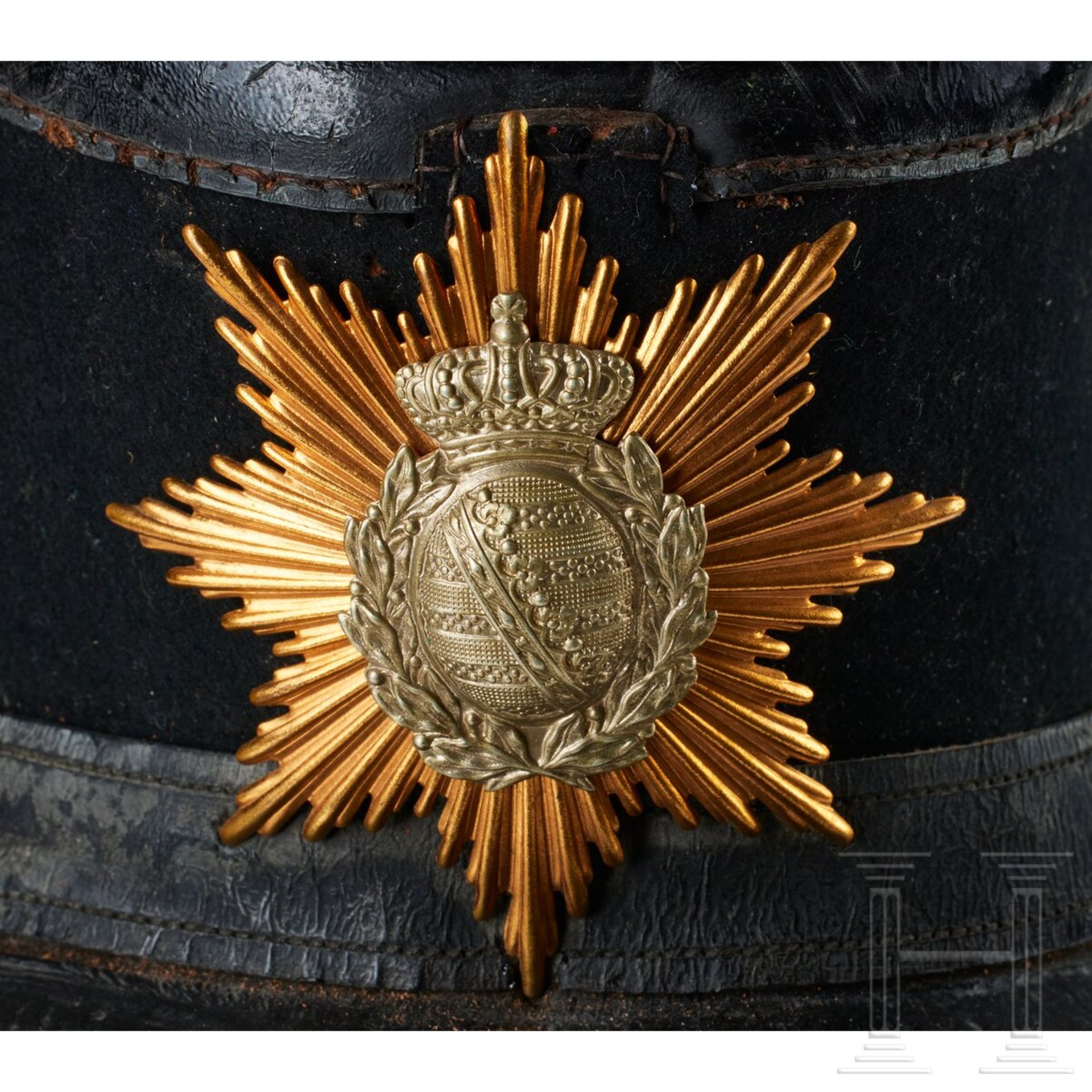 A shako for Saxon Fusilier Regiment 108 Enlisted Men, with cover - Image 3 of 14