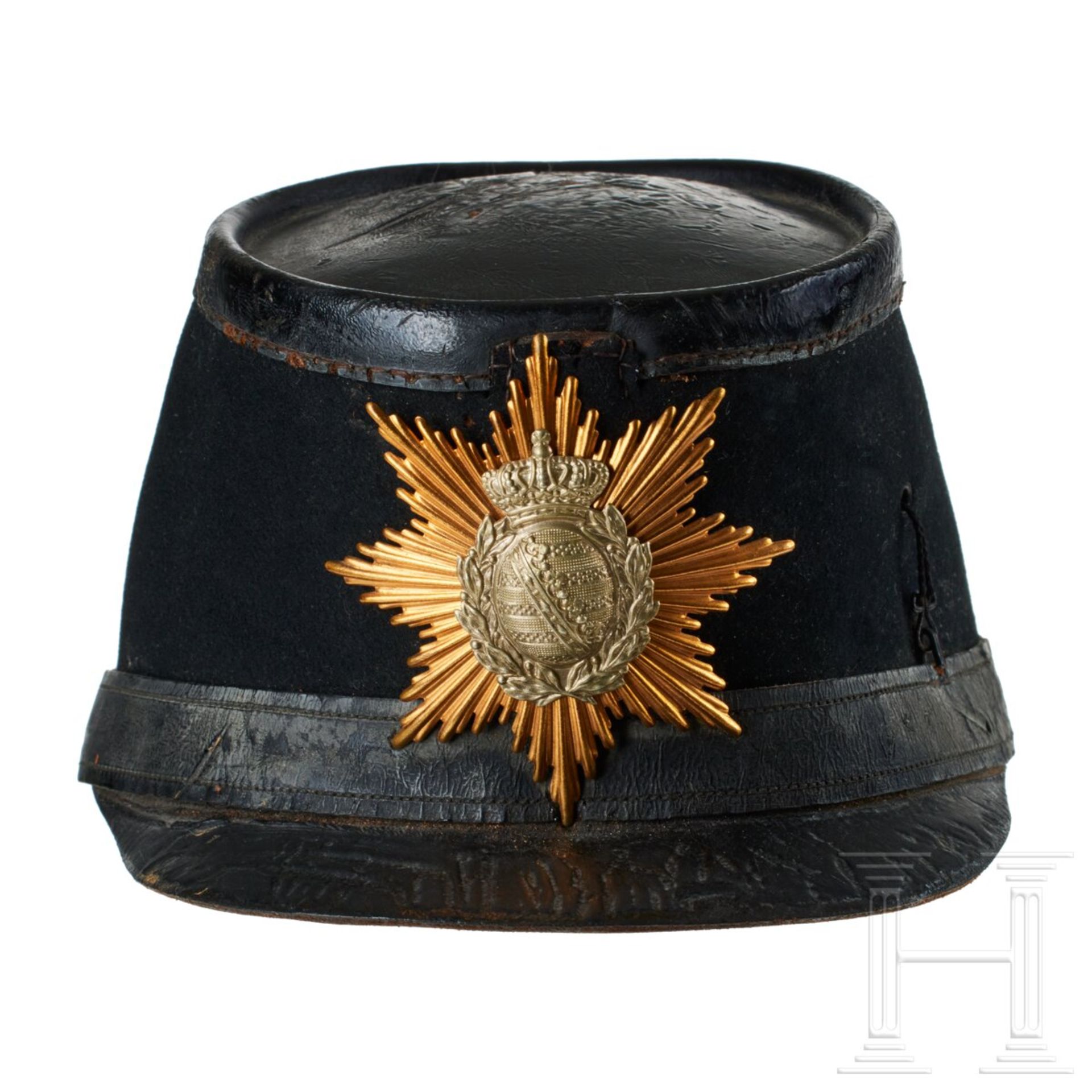 A shako for Saxon Fusilier Regiment 108 Enlisted Men, with cover - Bild 2 aus 14