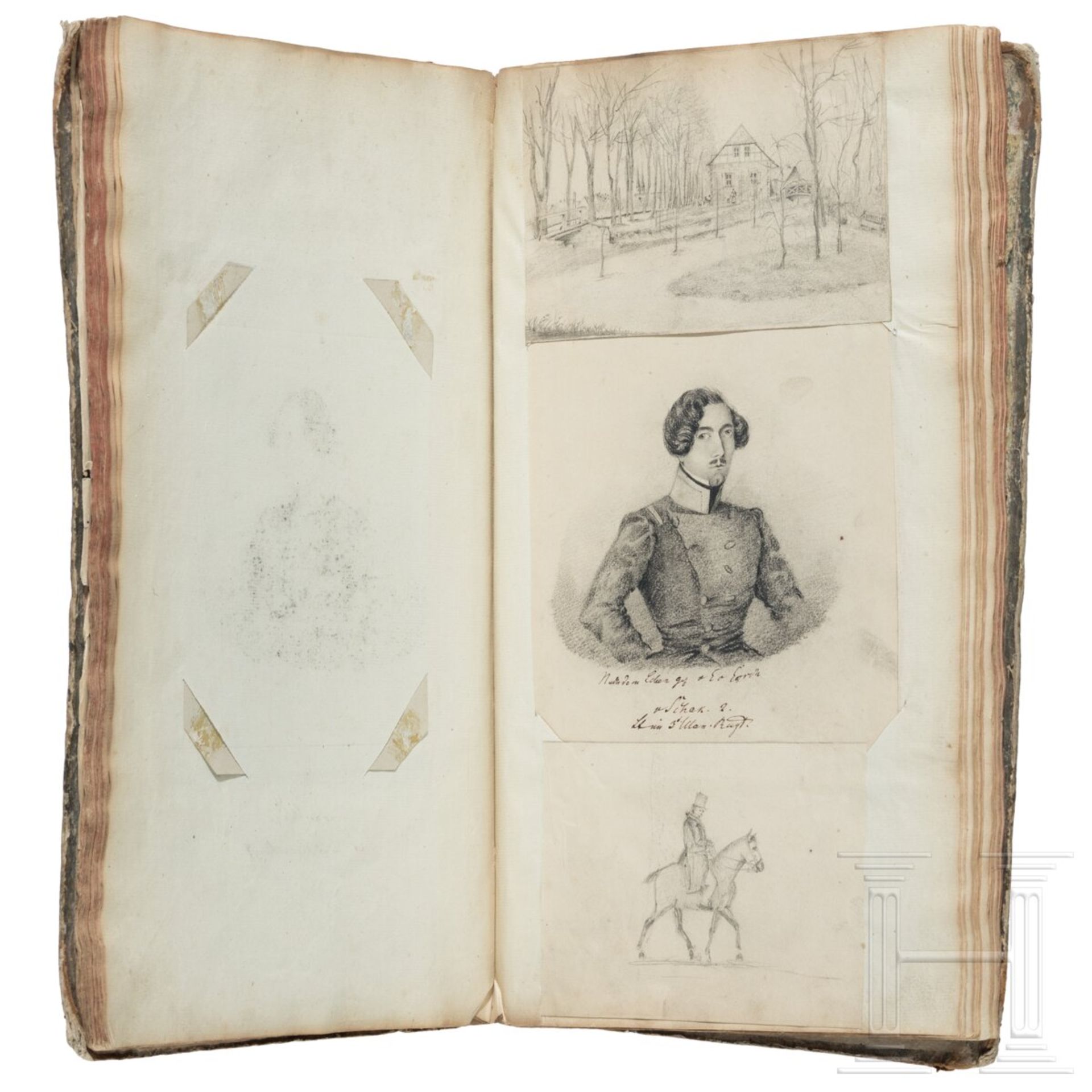 Album mit handgezeichneten Offiziersportraits, um 1830 - 1850 - Bild 4 aus 10