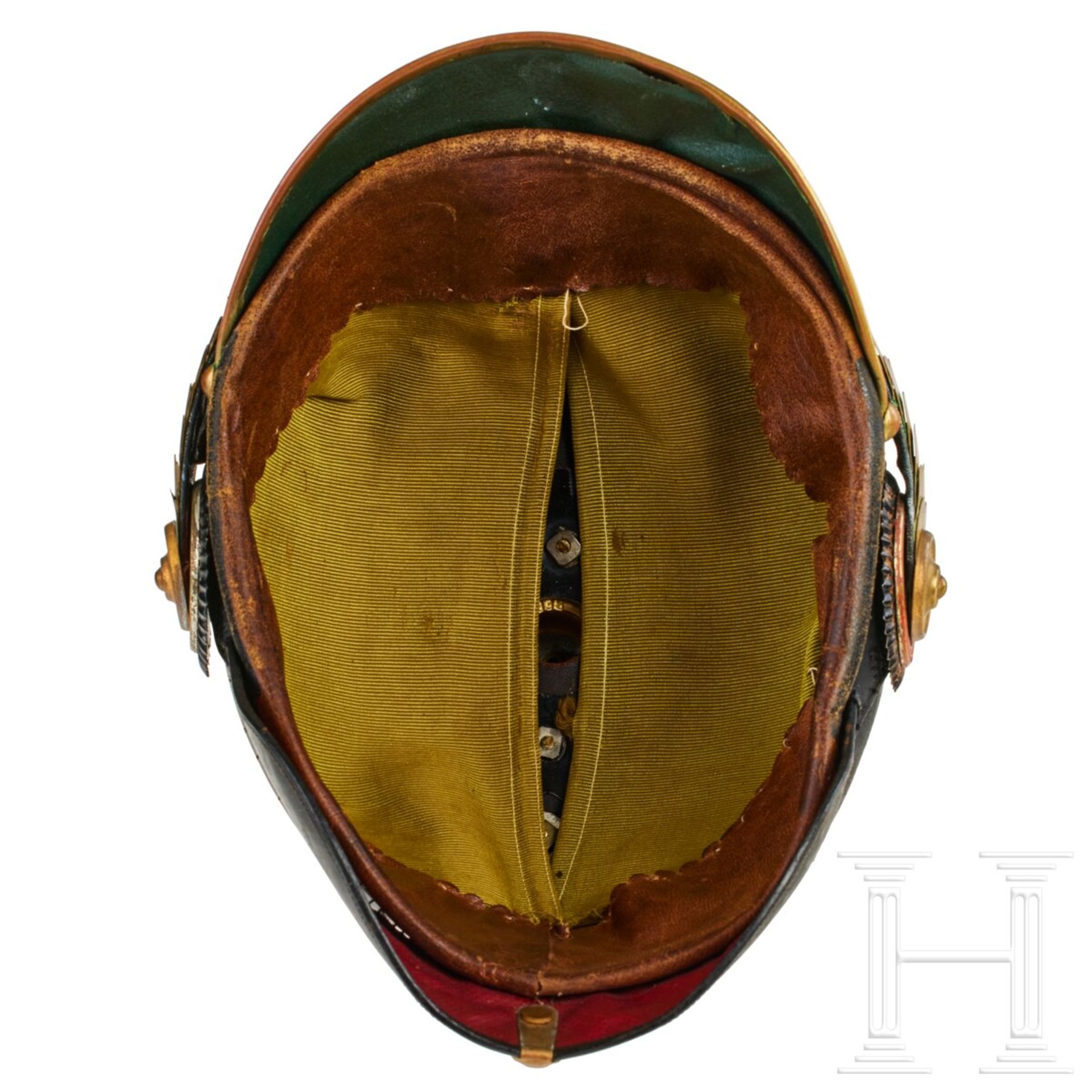 Reuß - Helm für einen Reserveoffizier im 7. Thüringischen Infanterie-Regiment Nr. 96, II. Bataillon - Bild 7 aus 9