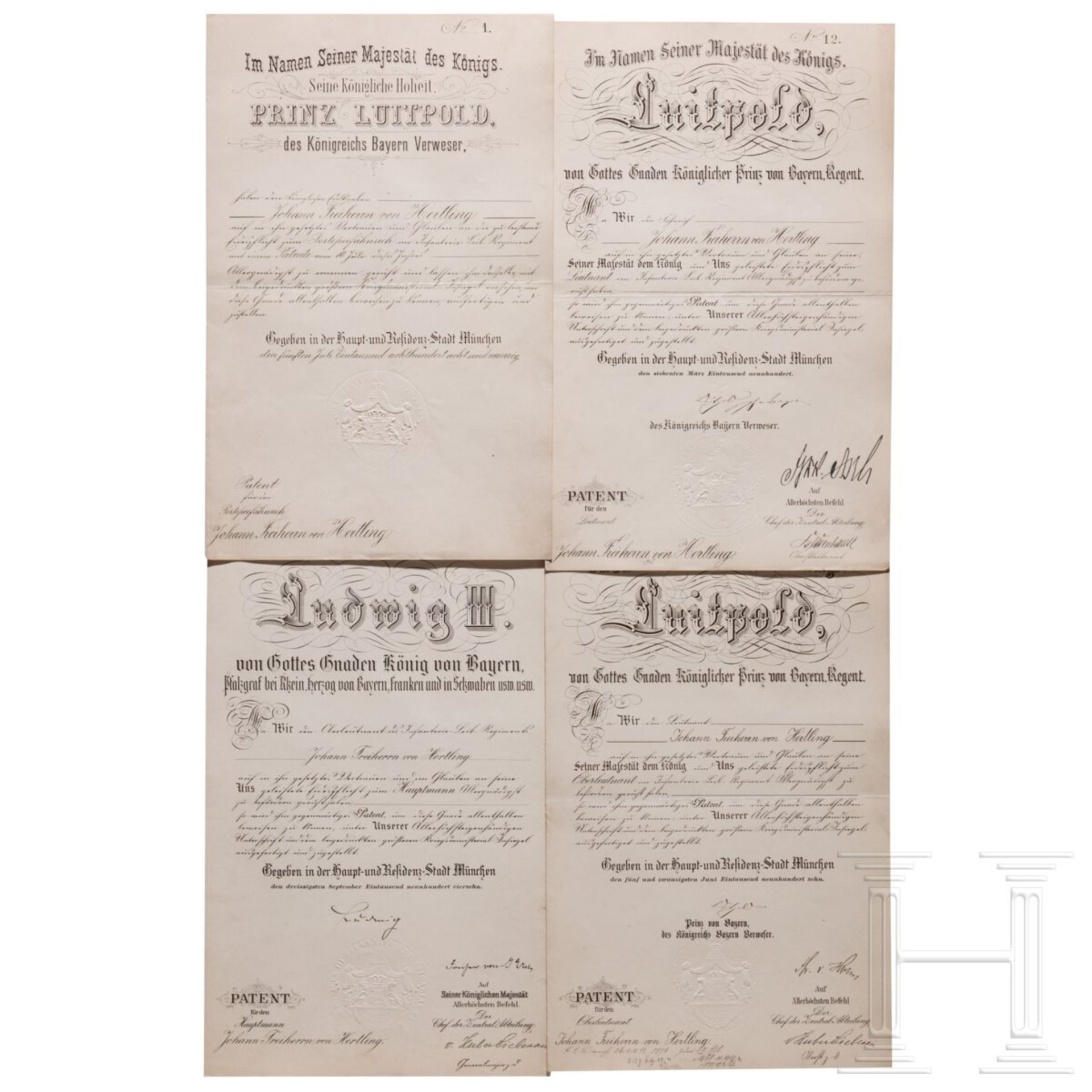 Johann Freiherr von Hertling, Offizier im Infanterie-Leib-Regiment - vier Patente, 1898 - 1914