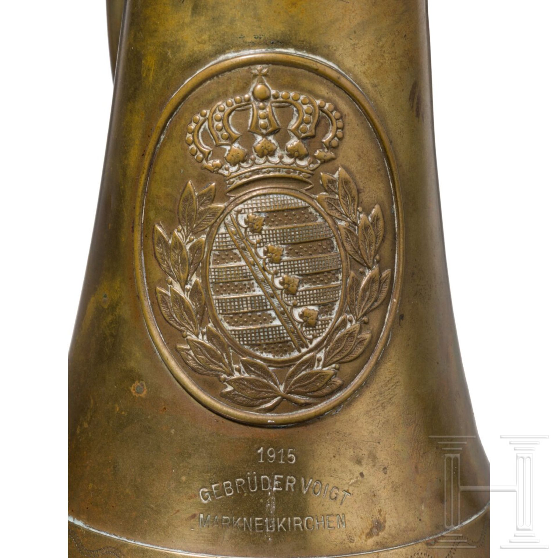 Signalhorn für die sächsische Infanterie im Ersten Weltkrieg, datiert 1915 - Bild 3 aus 3