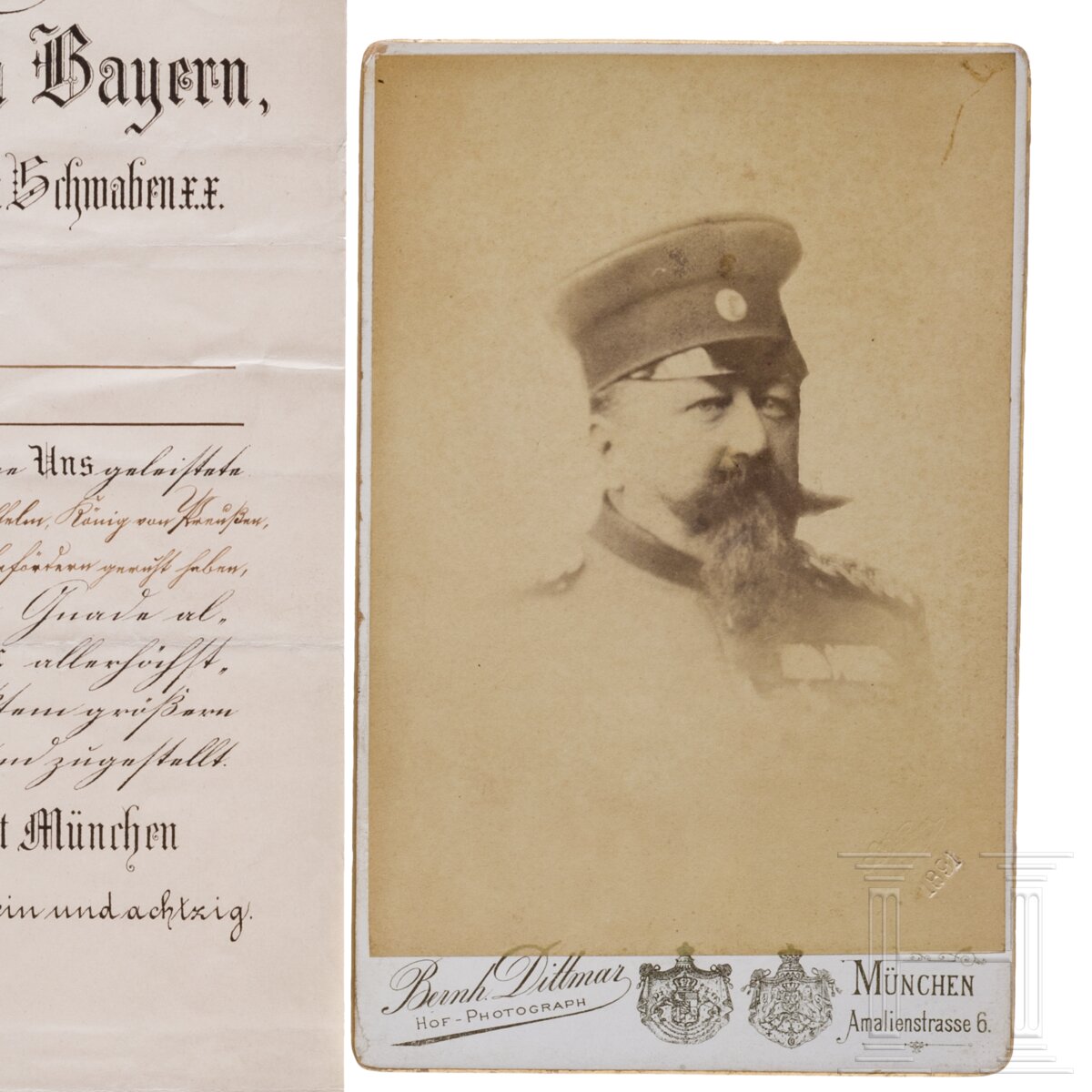 König Ludwig II. - Patent für den Major Karl Lorch, datiert 1881 - Image 3 of 3