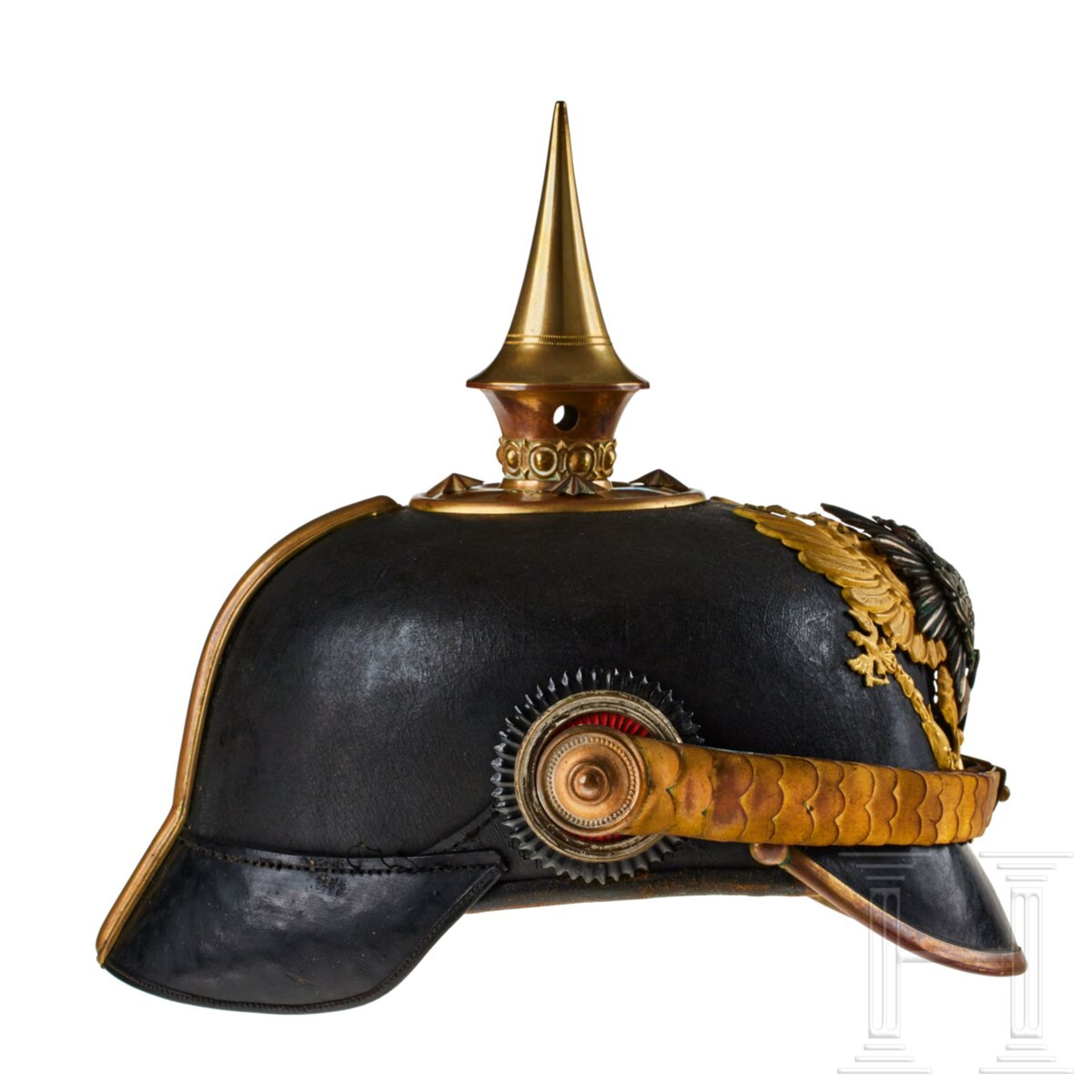 Reuß - Helm für einen Reserveoffizier im 7. Thüringischen Infanterie-Regiment Nr. 96, II. Bataillon - Bild 5 aus 9