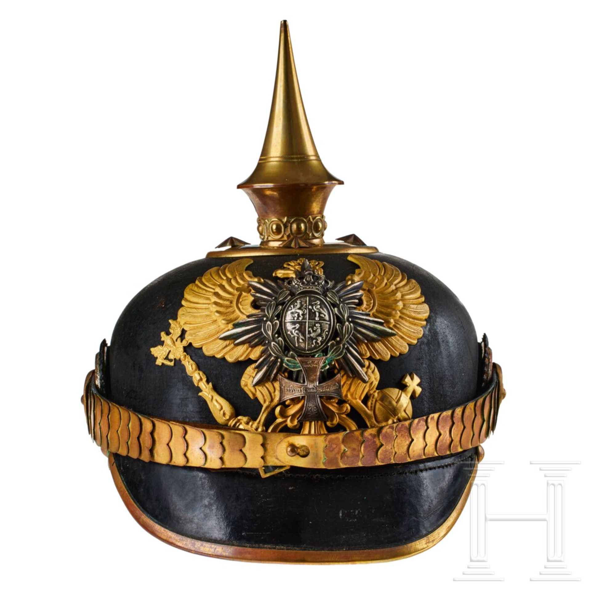 Reuß - Helm für einen Reserveoffizier im 7. Thüringischen Infanterie-Regiment Nr. 96, II. Bataillon - Bild 2 aus 9