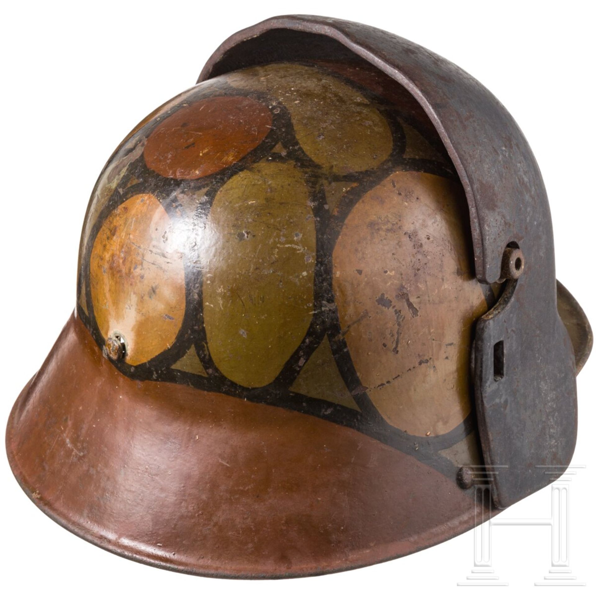 Stahlhelm M16 mit Tarnanstrich und Stirnschutzplatte - Bild 5 aus 9