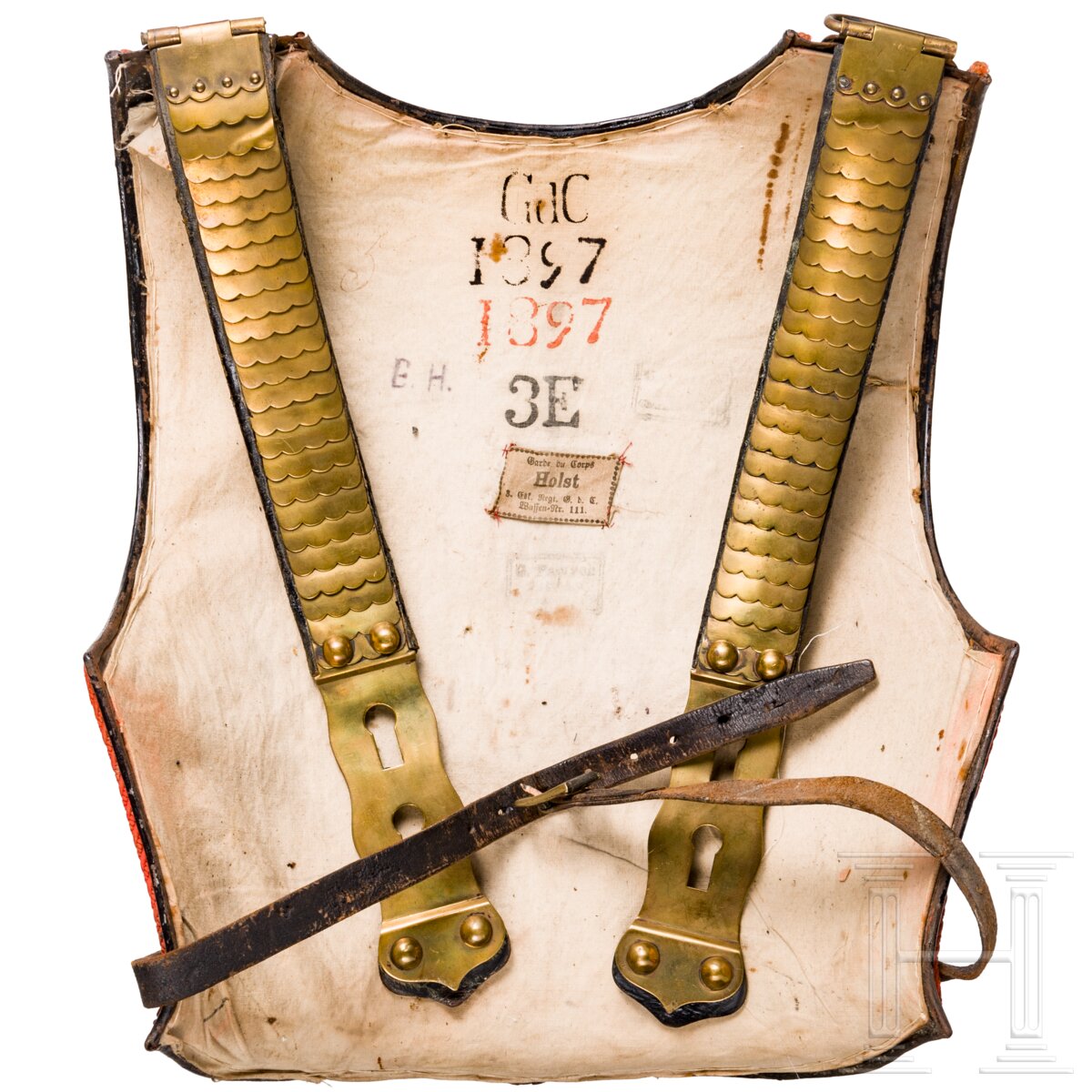 Schwarzer Paradekürass M 1897 für Mannschaften im Regiment Garde du Corps, Trageweise ab 1912 - Image 7 of 8