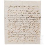Zarin Ekaterina II. (1729 - 1796) - eigenhändiger Brief an ihren Generalquartiermeister Graf von Elm