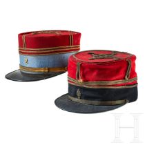 Two Kepi Caps for a French Cuirassier Officer and a French Officer of St. Cyr Cavalry School