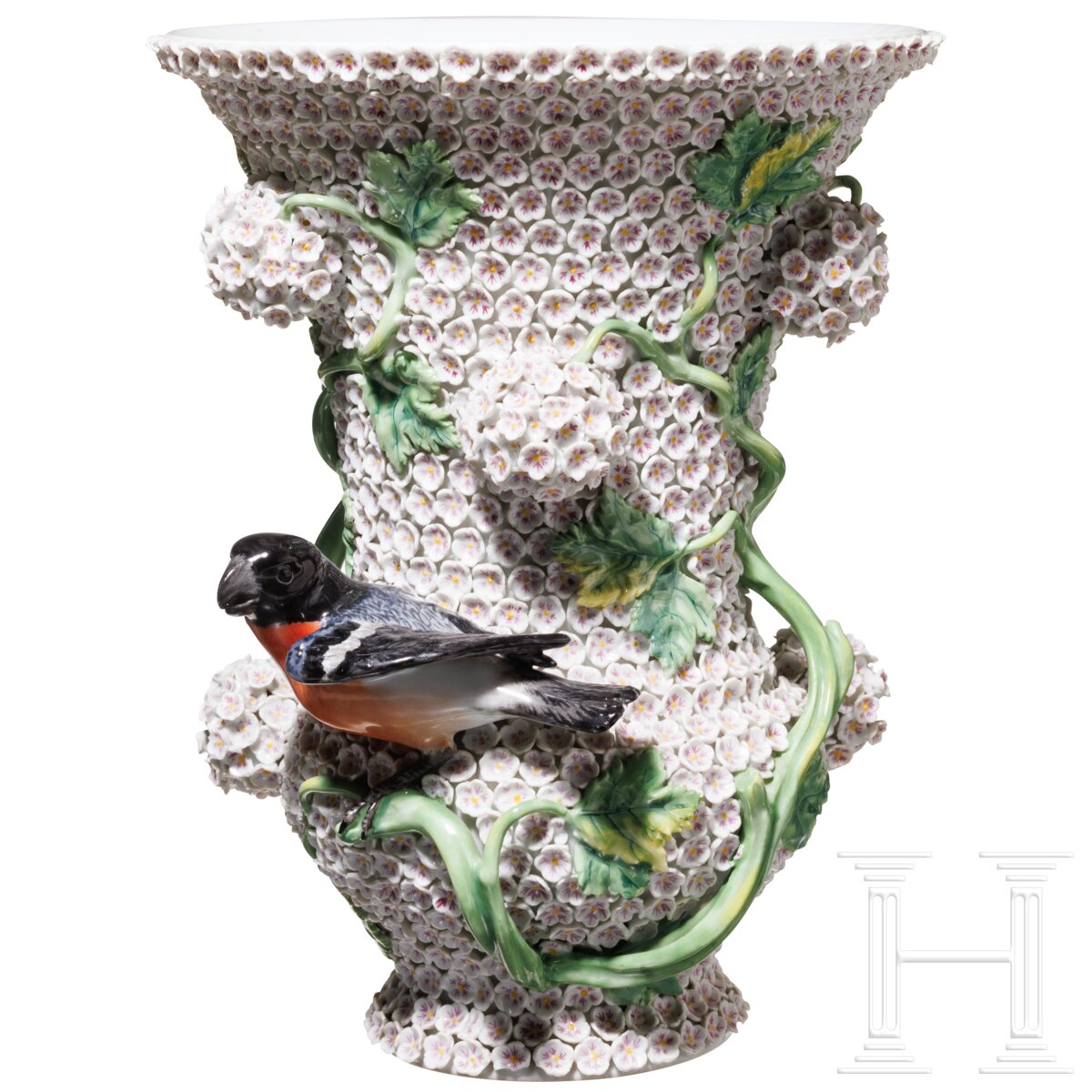 Große Schneeballenvase mit Vögeln, Johann Joachim Kaendler, 174050