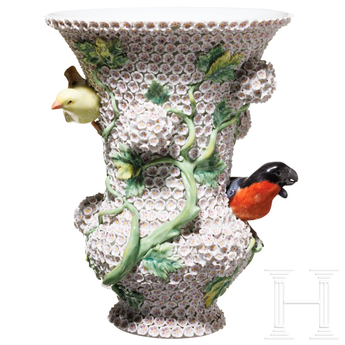 Große Schneeballenvase mit Vögeln, Johann Joachim Kaendler, 174050