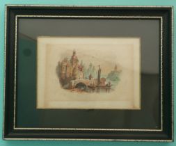 The original watercolour design by Jesse Austin for the Stone Bridge (394) framed, the reverse