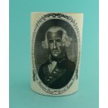 Earl Howe: a creamware mug printed in black with a named portrait oval, circa 1794, 125mm, rim and