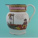 1804 Great Invasion Scare: a colourful pearlware jug decorated with a scene entitled ‘The Upshut