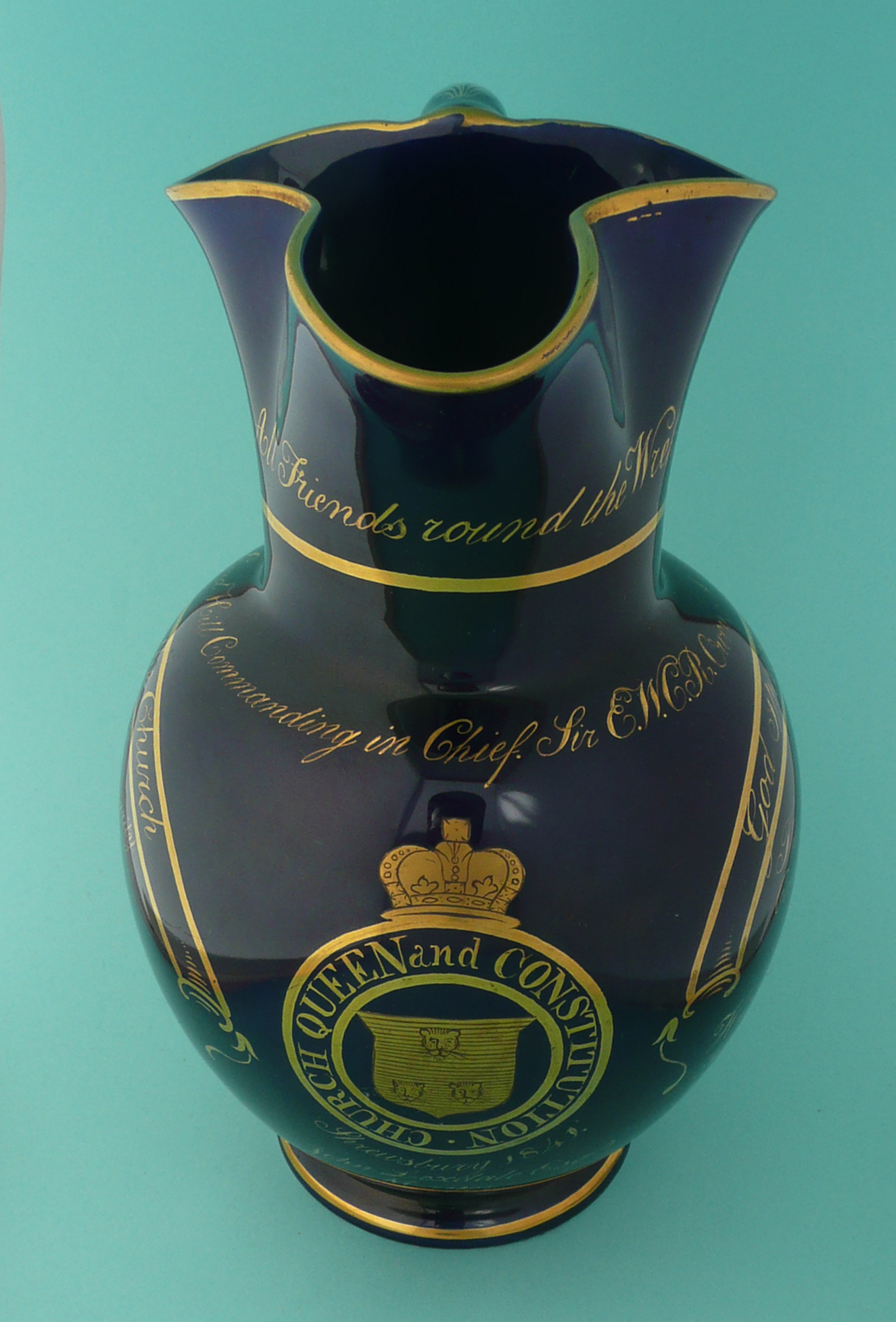 1841 General Election in Shropshire: a particularly good cobalt blue Coalport jug of large size - Image 5 of 9