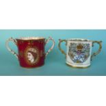 1953 Coronation: a Royal Albert loving cup, 112mm and another by Hammersley (2). (commemorative,