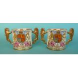 A pair of Paragon loving cups for 1937 Edward VIII and George VI, 114mm (2). (commemorative,