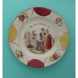 1836 New Marriage Act: a nursery plate with colourful floral and foliate moulded border, printed