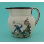 1812 Napoleon’s Russian Campaign: a colourful pearlware jug with scenes entitled ‘Specimen of