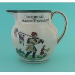 1812 Napoleon’s Russian Campaign: a colourful pearlware jug with scenes entitled ‘Hourrah Your