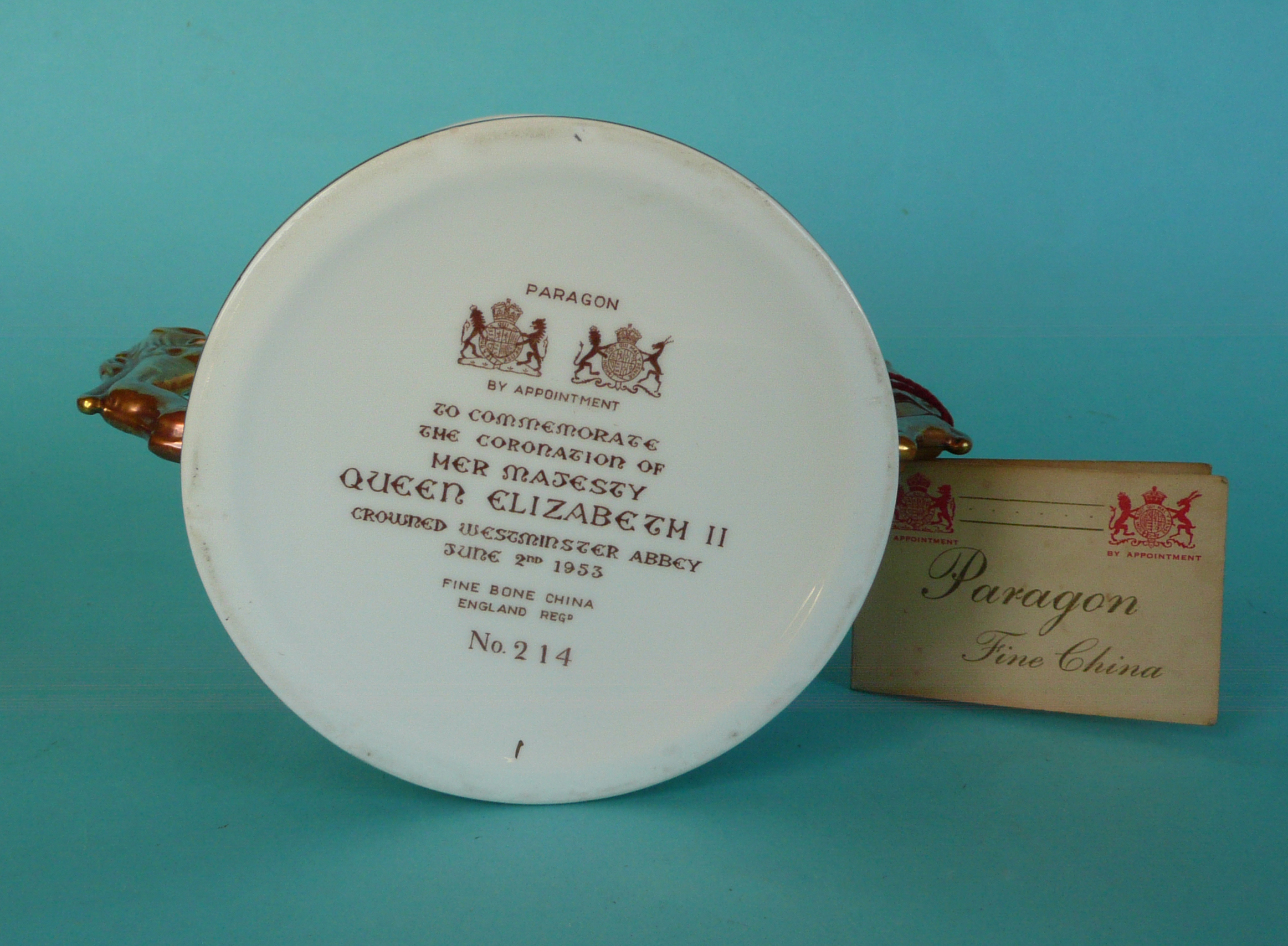 1953 Coronation: a Paragon loving cup complete with numbered tag, 115mm. (commemorative, - Image 3 of 3