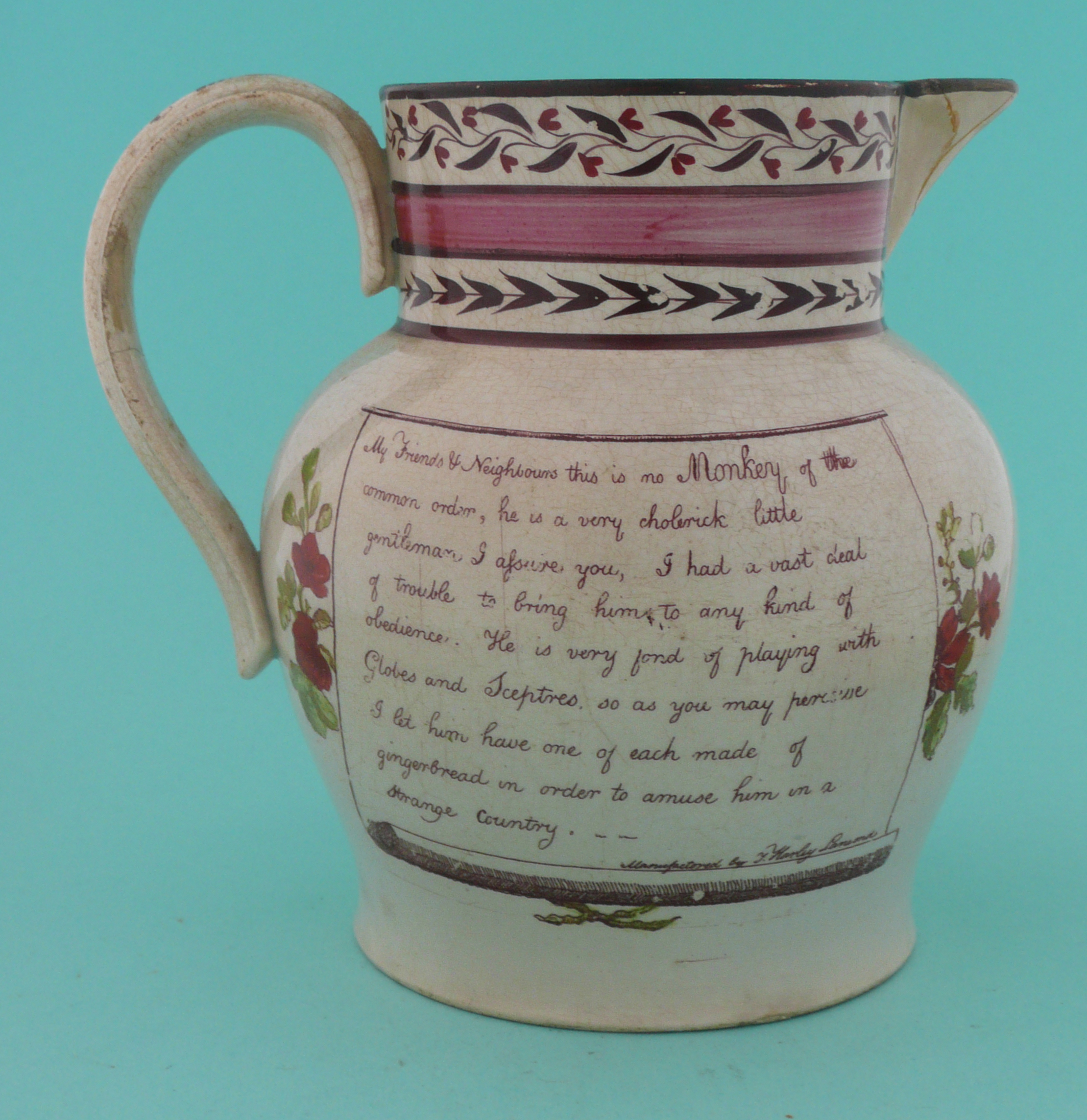 1803 Great Invasion Scare: a colourful pearlware jug decorated with a scene entitled ‘John Bull - Image 2 of 4