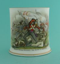Battle of Inkerman: a good porcelain mug printed in colours with an inscribed battle scene, circa