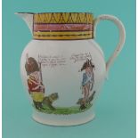 1803 Great Invasion Scare: a good although somewhat faded colourful pearlware jug by Thomas Harley