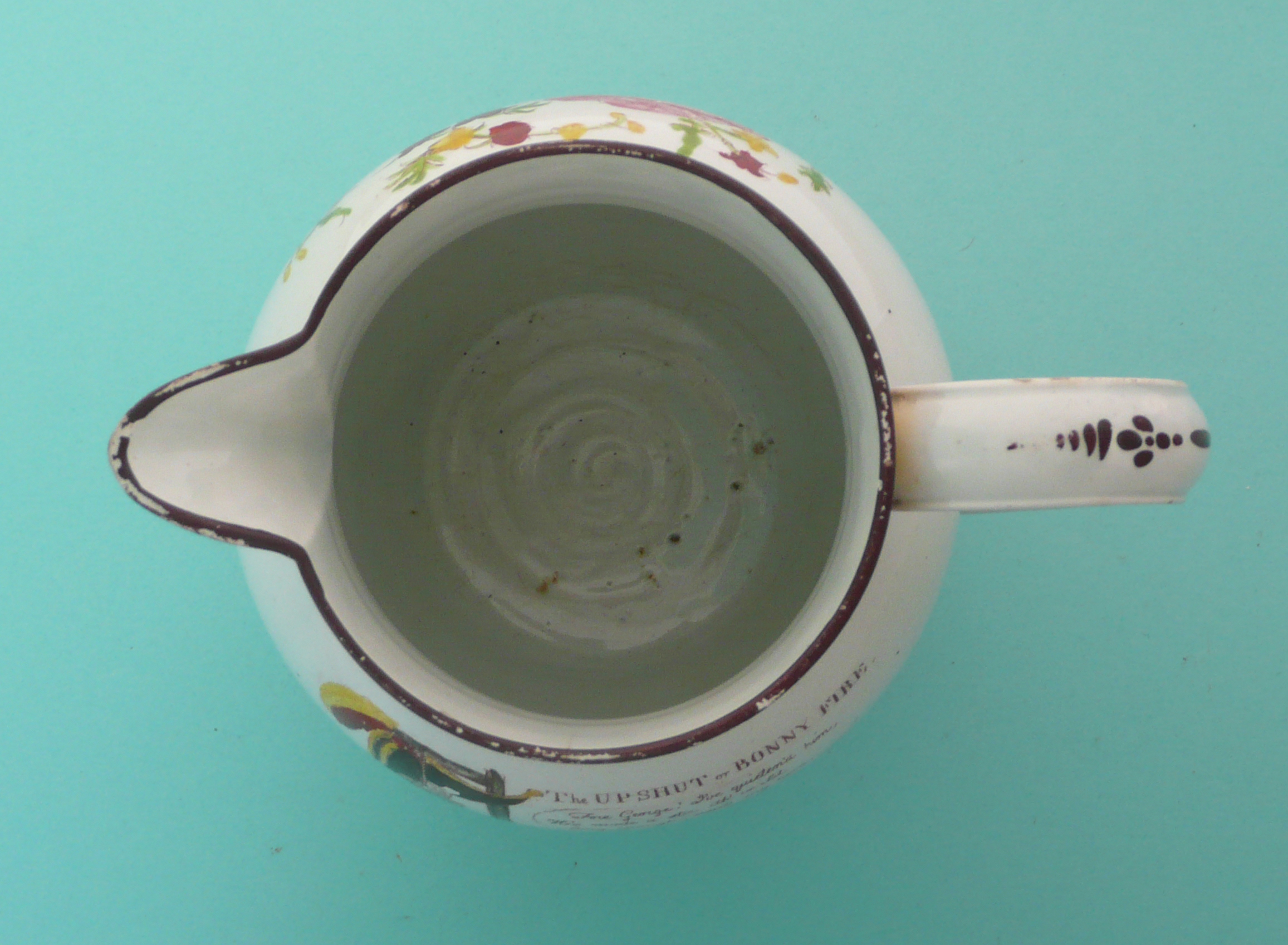 1804 Great Invasion Scare: a colourful pearlware jug decorated with a scene entitled ‘The Upshut - Image 3 of 4