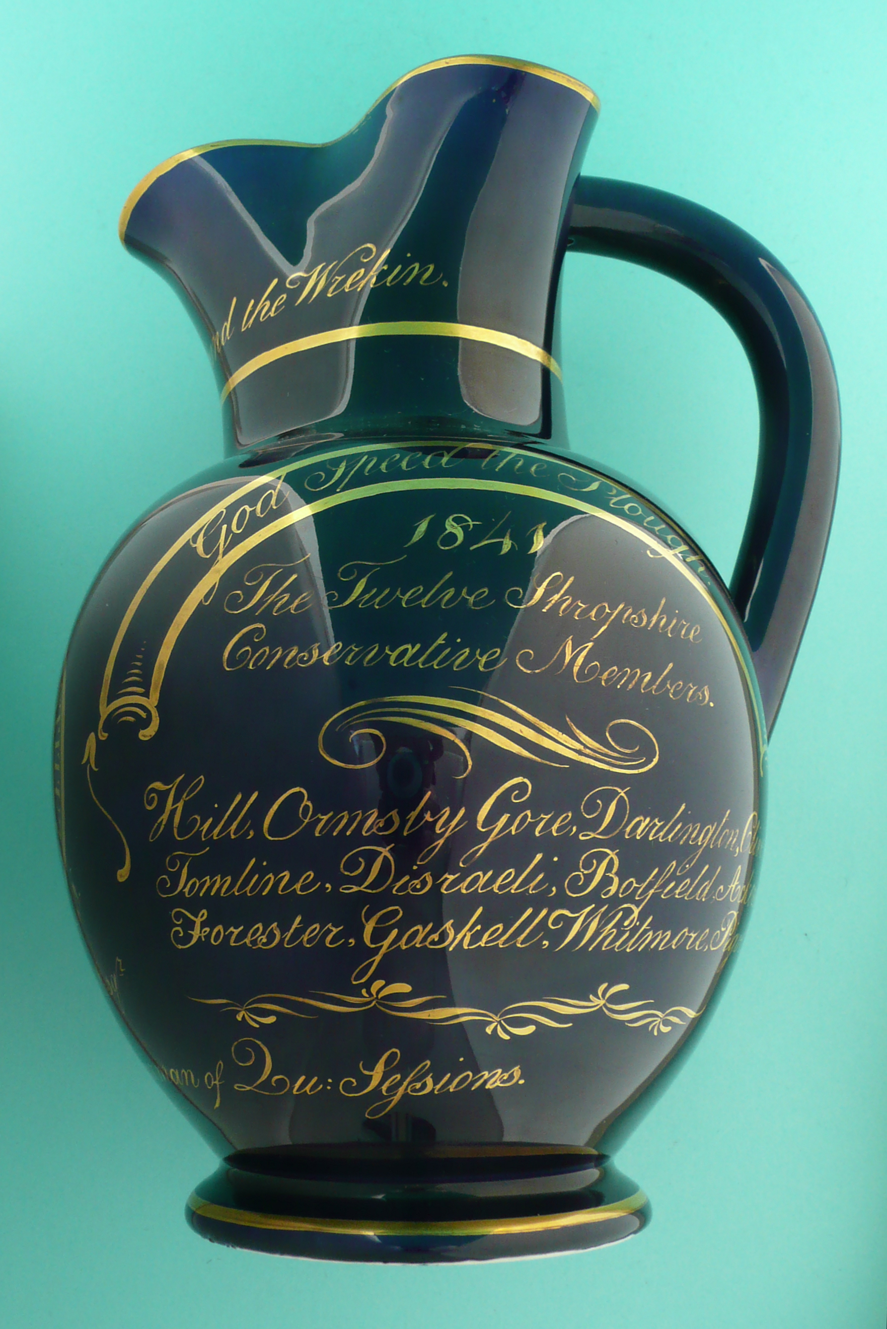 1841 General Election in Shropshire: a particularly good cobalt blue Coalport jug of large size
