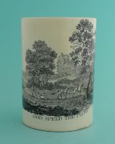 God Speed the Plough: a creamware mug printed in black, circa 1790, 122mm, restored. (commemorative,