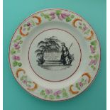 1821 Caroline in Memoriam: a nursery plate with colourful moulded border printed in black with