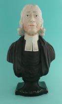 1791 Rev John Wesley in Memoriam: a pearlware portrait bust by Enoch Wood on integral pedestal base,