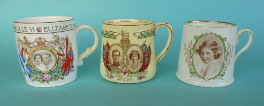 1937 Coronation: a Royal Doulton porcelain mug with named and dated portrait of Princess Margaret