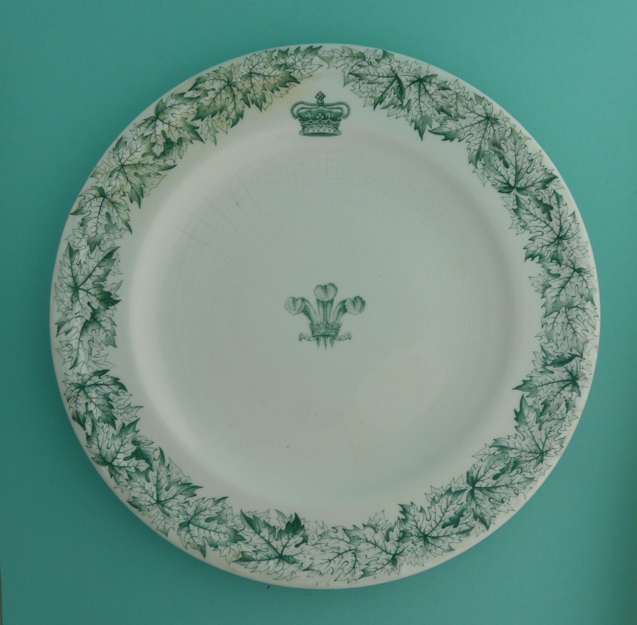 1860 Visit to Canada by Prince of Wales: a good pottery plate printed in green with Prince of