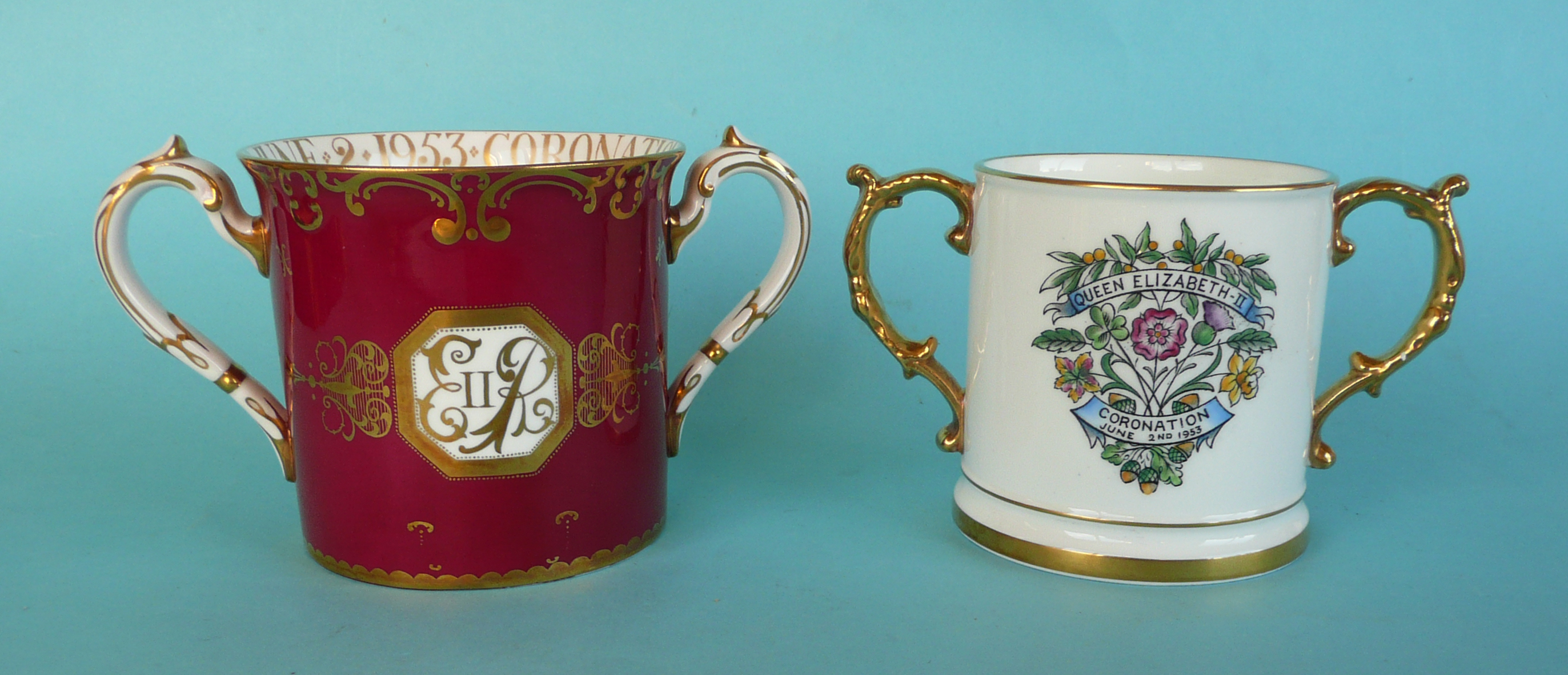 1953 Coronation: a Royal Albert loving cup, 112mm and another by Hammersley (2). (commemorative, - Image 2 of 2